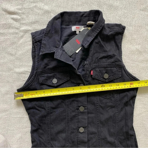 NWT LEVI'S BLACK Short 100% Cotton Collared Mini Dress Size S - Picture 11 of 12